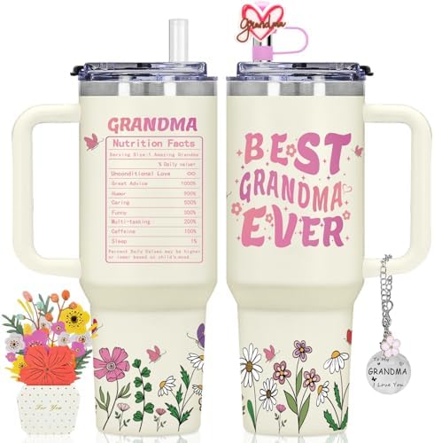 Grandma Gifts,Gifts for Grandma,Birthday Gifts for Grandma,Mother's Day Gifts for Grandma,40oz Double wall vacuum insulation Tumbler with Handle,Best Grandma Ever Gifts for Grandmother