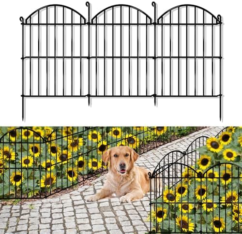 32 Panels Decorative Garden Fence, 34ft x 17in Rustproof Metal Animal Barrier Fencing for Rabbit Dog, Arched Edging Ground Stake Border for Yard Patio Outdoor Decor
