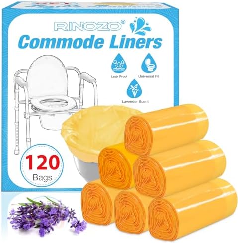 Commode Liners for Bedside Portable Toilet Chair Bucket 120 Count Lavender Scented Disposable Waste Bags for Adults Universal Fit