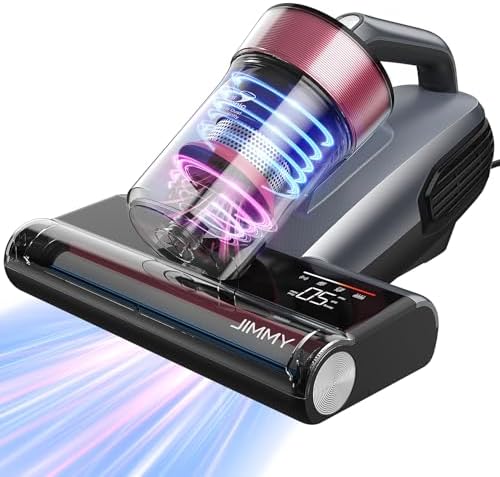 Jimmy Mattress Vacuum Cleaner, Bed Vacuum Cleaner with UV Sanitizing & HEPA Filter & Ultrasonic, Hot Wind and Air Purification, 15Kpa 500W Handheld Vacuums for Bed, Couch, Sofa, Crib (BX8-Corded)