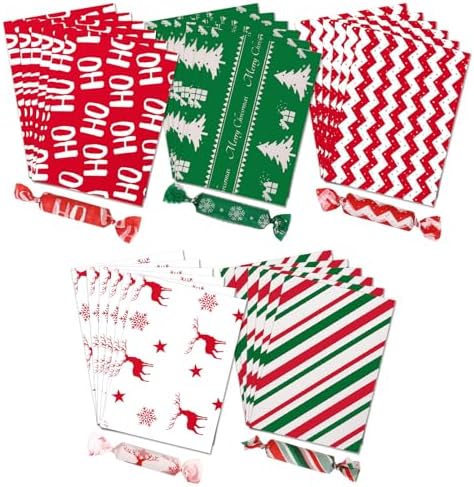 600Pcs Christmas Candy Wrappers, 6 Different Styles Christmas Caramel Chocolate Wrapper Tissues Xmas Greaseproof Twisting Wax Homemade Wrapping Paper for Candy Packaging Christmas Birthday Party