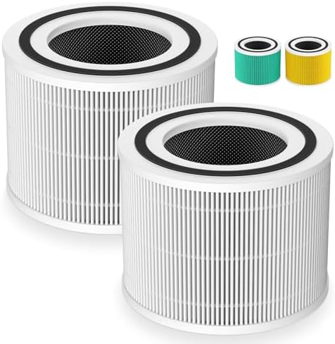Core 300 Replacement Filter for LEVOIT Core 300/ Core 300S/ Core 300-P/Core 300S-P/Core P350 Air Purifi-ers, 3-IN-1 H13 True HEPA Filter, Compared to Part# Core 300-RF, White (2 Pack)