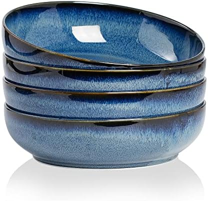 30oz Ceramic bowls set of 4-8" serving bowls for Kitchen,Pasta,Salad-Dishwasher & Microwave Safe Perfect for Housewarming, Thanksgiving, Christmas-Royal Blue