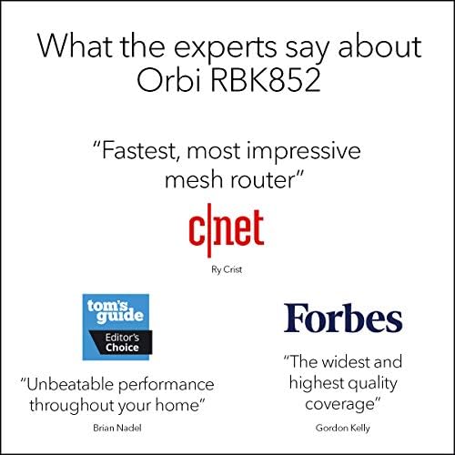 NETGEAR Orbi Whole Home Tri-band WiFi 6 Mesh Network System (RBK852) – Router With 1 Satellite Extender -Security Features - Coverage Up to 5,000 sq. ft., 100 Devices - AX6000 (Up to 6Gbps)