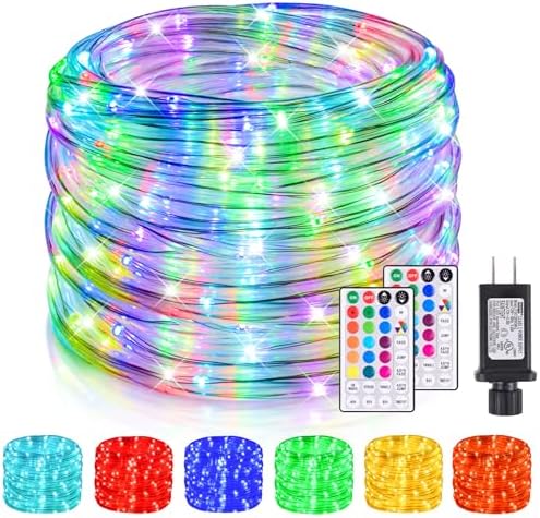 99Ft LED Rope Lights Outdoor, 18 Colors Changing Fairy String Light Plug in with Remote, IP68 Waterproof 300 LEDs Multicolor Twinkle Christmas Lights for Bedroom Patio Halloween Holiday Decor