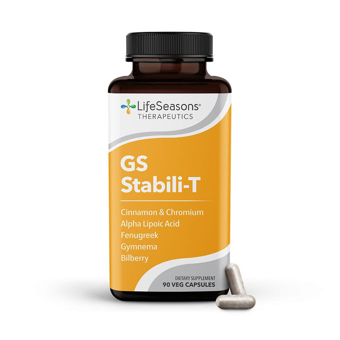 LifeSeasons GS Stabili-T - Blood Sugar Support Supplement - Healthy Circulation & Vision - Maintain Normal Levels - Chromium Cinnamon Gymnema Bilberry & Alpha Lipoic Acid - 90 Capsules