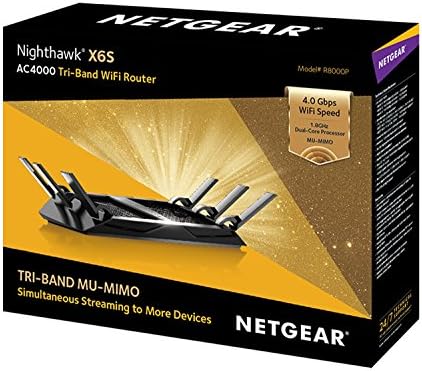 NETGEAR Nighthawk X6S AC4000 Tri-band WiFi Router, Gigabit Ethernet, MU-MIMO, Compatible with Amazon Echo/Alexa (R8000P)
