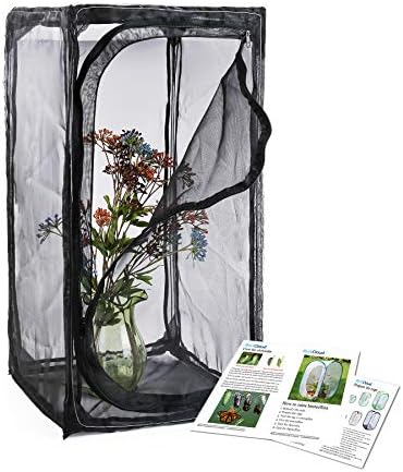 30" Heavy Duty Monarch Butterfly Habitat, Outdoor Collapsible Insect Mesh Cage Terrarium Pop-up with Zipper Protection