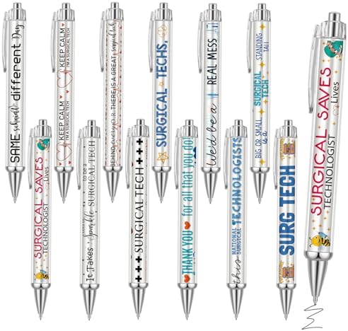 12 Pcs Surgical Tech Appreciation Gifts Christmas Ballpoint Pens Bulk for Surgical Technologist Thank You Gifts Hospital Party Favors Retractable Press Pen for Doctor Office Holiday Supplies