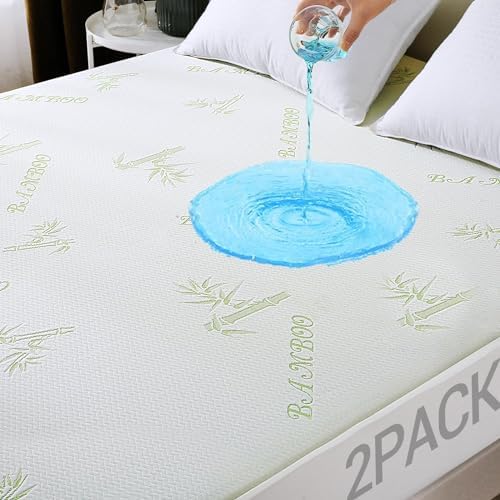 MUXHOMO 2 Pack Mattress Protector Full Size Bed, 100% Waterproof Mattress Cover, Cooling and Breathable Bed Pad Cover, Deep Pocket 8"-21"