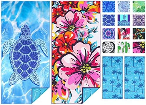 2 Pack Microfiber Thin Beach Towel Lightweight 71x32 Oversized Extra Large Sand Free Towels Quick Dry for Travel Pool Yoga Gym Sports Beach Accessories Vacation Essential Gift