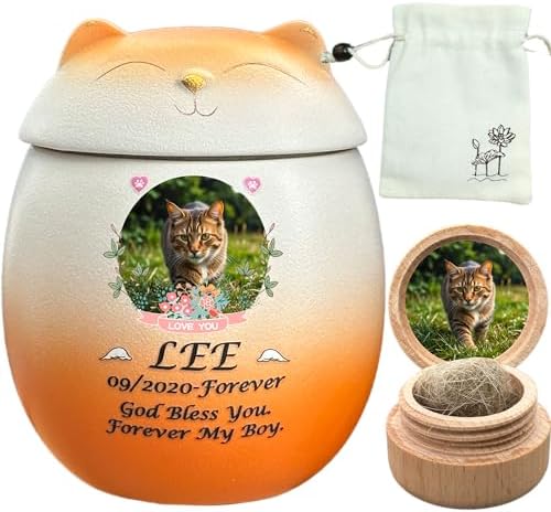 Custom Cat Urn,Pet Urn,Pet Urns for Cats,Pet Cremation Urn,Cat Urns for Ashes,Urns for Cats,Pet Urns for Cats Ashes,Ceramic Urn,Handmade Custom Personalized|Orange Cat