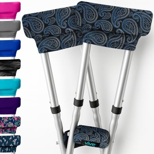Vive Crutch Pads For Armpits and Hand Grips - Pads for Crutches Handles and Underarms - Crutch Cushions Covers - Soft Padded Under Arm Cover - Crutch Accessories for Women, Men, Kid (1 Pair, Paisley)