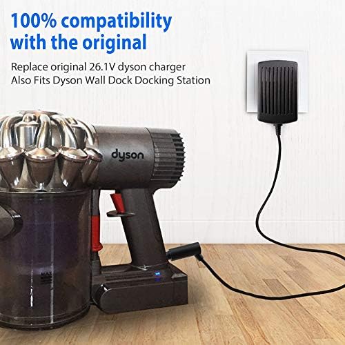 Charger for Dyson Cordless Vacuum V6 V7 V8 DC58 DC59 DC61 DC62 SV03 SV04 SV05 SV06 SV07 SV09 Absolute Animal Fluffy Motorhead Vacuum Power Supply, 26V 0.78A AC DC Adapter, UL Listed, 6FT Power Cord