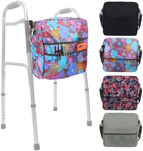 Vive Wheelchair Bag - Machine Washable, Double-Stitched, Water-Resistant Accessory Backpack for Rollators, Wheel Chairs, Walkers - Pouch with XL Pockets & Straps for Quick Installation
