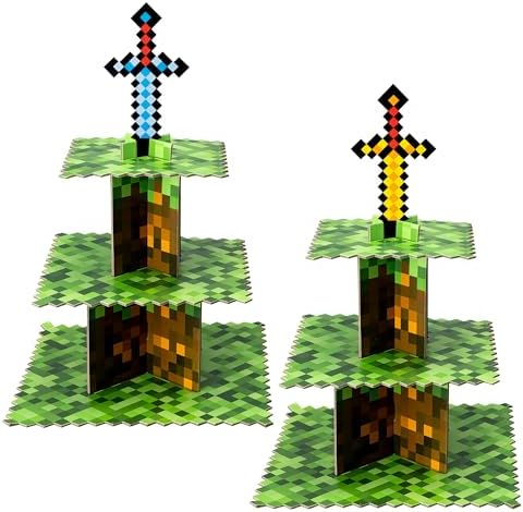 3-Layer Cupcake Stand Set,Anime Birthday Party Supplies,Premium Cupcake Holder,Creative Tiered Serving Tray,Cupcake Tower Display Plate Ideal for Wedding Birthday Party Baby Shower Celebration（2pcs）