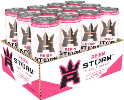 REIGN Storm, Citrus Zest, Fitness & Wellness Energy Drink, 12 Fl Oz (Pack of 12)