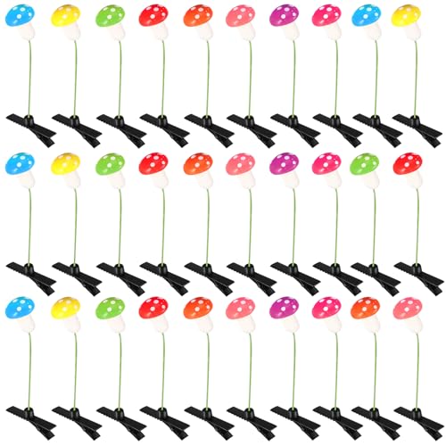 30 Pcs Bean Sprout Hair Clips Mixed Style Plant Hairpins Flower Plant Hair Clip Little Grass Barrette Butterfly Headwear Hair Accessories for Women Girl School Home Party Christmas (Mushroom)