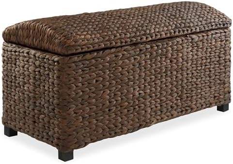 Casafield 36" Storage Trunk with Curved Lid and Safety Hinge - Espresso, Water Hyacinth Wicker Storage Chest for Bedroom, Entry Way, Living Room