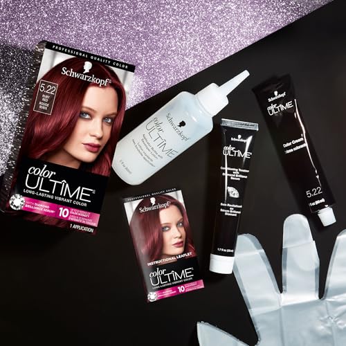 Schwarzkopf Color Ultime Hair Color, 5.22 Ruby Red, 1 Application - Permanent Red Hair Dye for Vivid Color Intensity and Fade-Resistant Shine up to 10 Weeks