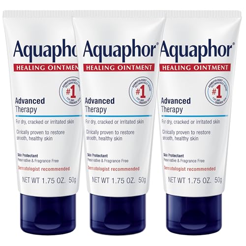 Aquaphor Advanced Therapy Healing Ointment, Hypoallergenic, Fragrance Free Body Moisturizer for Dry Skin and Minor Wound Care, Travel Size Skin Care Set, 1.75 Oz Tube, Pack of 3