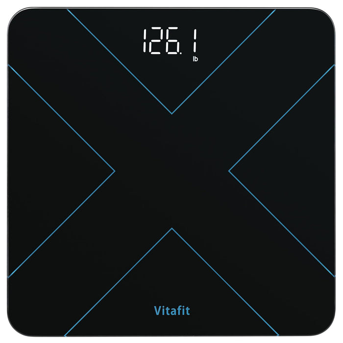 Vitafit Digital Bathroom Scale for Body Weight, Weight Scale Professional Factory Since 2001, White LED and Step-On, 3*AAA Batteries Included, 400lb/180kg, Black