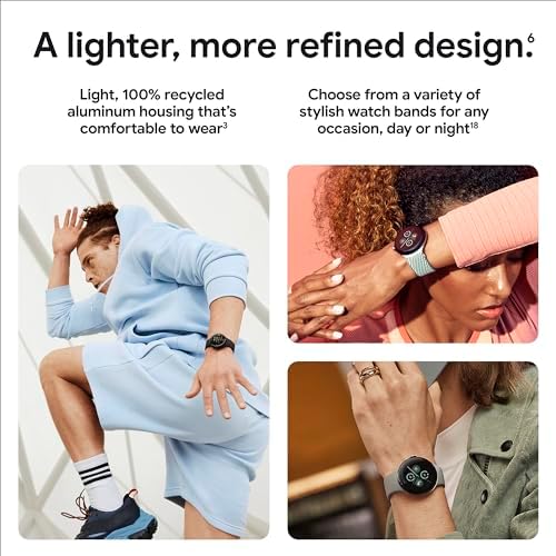 Google Pixel Watch 2 (Previous Model) with the Best of Fitbit - Heart Rate Tracking, Stress Management, Safety Features - Android Smartwatch - Polished Silver Aluminum Case - Bay Active Band - Wi-Fi