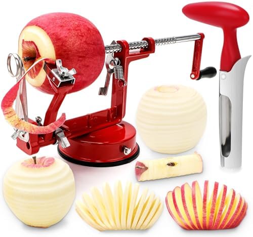 Apple Corer Peeler Slicer, Apple Slicer Corer, Apple Core Removal tool,Apple Cutter Food-grade 304 Stainless Steel Sharp Blade, Heavy Duty Core Remover Spiralizer, Easy to Use & Clean
