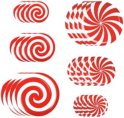 24 PCS Peppermint Floor Decals Stickers-3 Sizes Self-Adhesive Design Christmas Candy Stickers,Floor Window Clings for Christmas Valentine's Day Candy Party Decorations