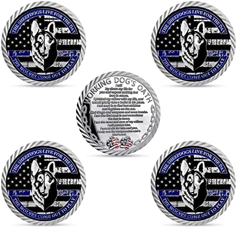 5 Pcs K9 Police Dog Challenge Coin - Military Working Dog's Oath Law Enforcement Coin
