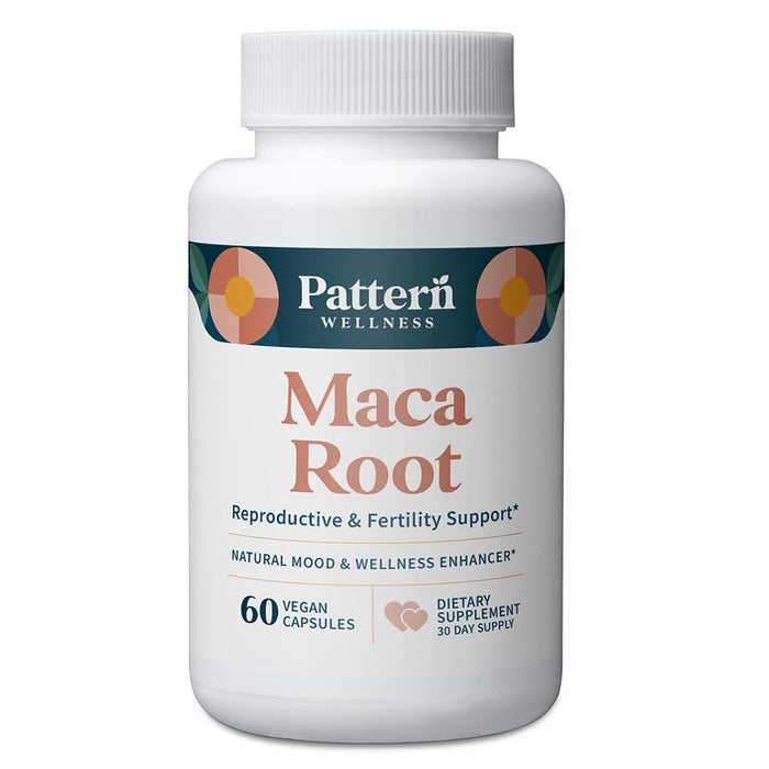Pattern Wellness Maca Root for Men & Women - 10,000mg - Natural Mood & Wellness Enhancer - Unique Optimum Blend for Fertility, Reproductive & Whole Body Health - 60 Vegan Capsules