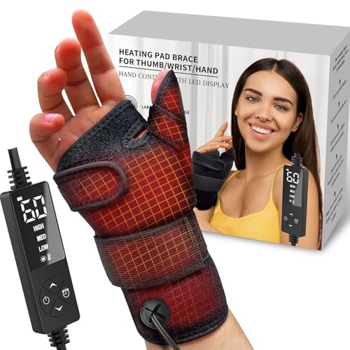 Electric Thumb & Wrist Heating Pad for Hand Arthritis with 3 Heat & 5 Timer Settings, Heated Wrist Wrap for Carpal Tunnel Syndromes, Tendonitis Left/Right Hand Pain Relief(S)