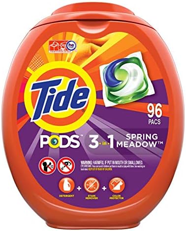 Tide PODS Laundry Detergent Soap PODS, High Efficiency (HE), Spring Meadow Scent, 96 Count