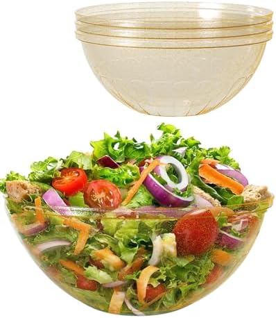 BESTVIP 150oz Glitter Gold Plastic Serving Bowls for Party, 4 Pack 11.6inch Large Disposable Chips Bowl for Salad, Snacks, Candy Dishes for Parties, Christmas, Weddings & Holidays, Events, Reusable