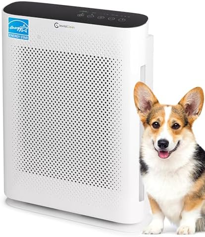 Air Purifier for Home Allergies & Pets | 4-in-1 H13 True HEPA Filter/Ionizer/Carbon + UV Light | Portable Air Purifiers for Large Room & Bedroom Odor Elimination - InvisiClean Aura II