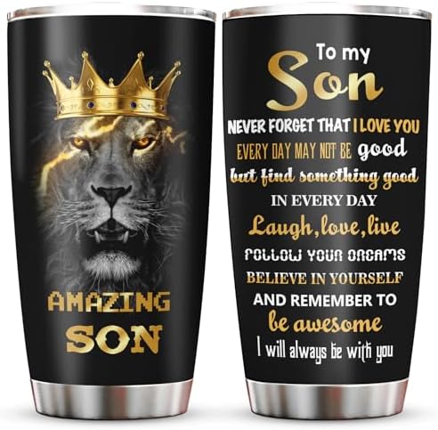 Muilzon To My Son Gifts Coffee Tumblers 20oz - Gifts for Grown Son from Mom Dad - Graduation Christmas Birthday Gift Ideas for Sons Coffee Mug Cup