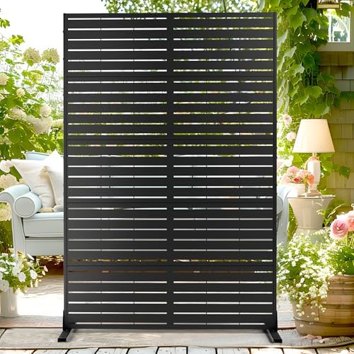 72" H×44" W Metal Privacy Screen Outdoor Privacy Screen Freestanding, Outdoor Privacy Screens and Panels for Patio Lawn Deck, Outdoor Privacy Panels Decorative Privacy Fence(Consists of 5 Panels)