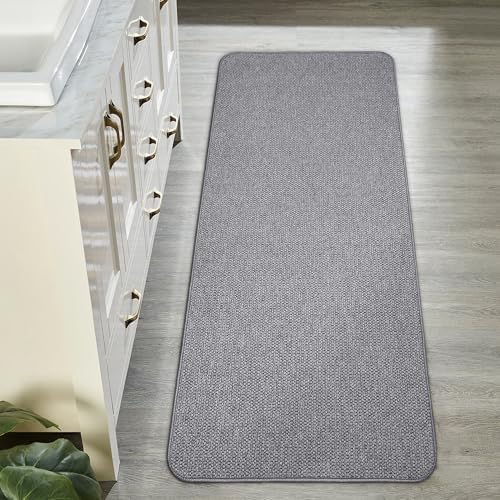 Bath Mat,Ultra Thin Long Bathroom Rugs,Large Bath Mats for Bathroom,Quick Dry,Non-Slip,Machine Washable,Fit Under Door,Bath Rug Runner,Shower Outside,Sink,Home Decor Accessories.(Grey,21''x47'')