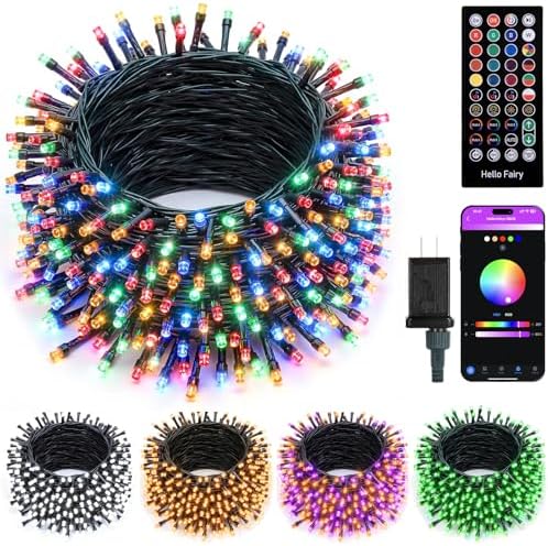 Minetom LED Color Changing Smart RGB Christmas Tree Lights, 66ft 200LED String Lights, 16 Milion Adjustable Colors Fairy Lights with Remote & Timer & Memory Function for Xmas Tree Holiday Party
