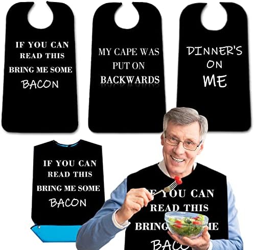 Adult Bibs with Crumb Catcher, Washable and Adjustable Adult Bibs for Women Men Elderly Seniors