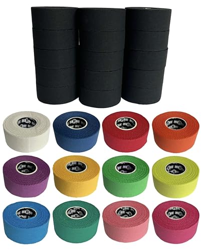 Ringside 1" Athletic Trainers Tape, Cotton Kinesiology Tape for Combat Sports, Adhesive, 30 Foot Rolls, Black, 15 Rolls