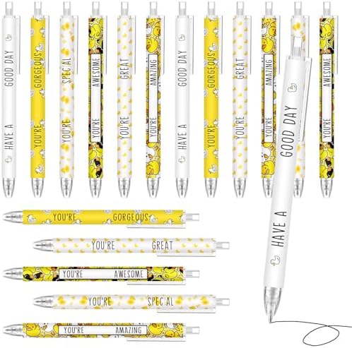 Jetec 30 Pcs Duck Pens Gifts Motivational Cute Ballpoint Pens Bulk Black Ink Employee Appreciation Gifts for Thank You Coworkers Students Duck Party Favors Medical Assistants Christmas