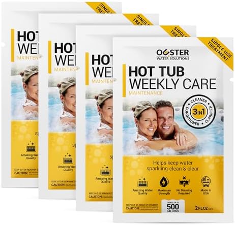 3in1 Weekly Hot Tub Cleaner, Conditioner, Clarifier - Hot Tub Chemicals for Standard & Inflatable Spas - Spa Chemicals for Crystal Clear & Sparkling Clean Water - Made in USA (4 Week Kit)