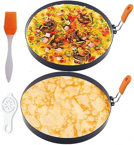 Large 2 Packs 8" Omelette Ring for Griddle,Stainless Steel 8 Inch Griddle Omelet Rings,Non-Stick Pancake Egg Ring Round Omelette Rings Omelet Mold Muffin Mold Silicone Handle