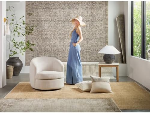 Livabliss x Galey Alix Fetscher I Vintage Medallion Area Rug, 7'10" x 10' (8' x 10'), Light Beige