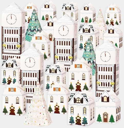 HEIPINIUYE 24 Empty Advent Calendar Boxes to Fill Yourself DIY Empty Christmas Countdown Calendars 2025 Fillable Advent Calendar Box for Boys Girls Adults Xmas White House Calendars Gift Boxes