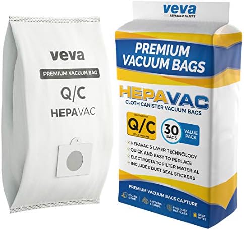 30 Pack VEVA Premium HEPA Vacuum Bags Type Q Cloth Bag compatible with Kenmore Sears canister vacuum cleaners replacement Style C, CQ, 5055, 50557, 50558, 53292, 53291 bags