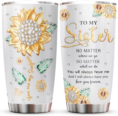 Muilzon Best Big/Little Sister Gifts from Sisters Tumblers 20oz - Cool/Funny Gifts for Sister from Brother Coffee Mug - Christmas Mothers Day Birthday Gift Ideas for Sis Cup