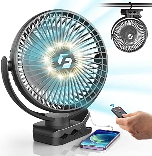 8-inch Clip on Fan - 12000mAh Portable Fan Battery Rechargeable with 3 Speeds and Strong Airflow, USB Fan Small Desk Fan Personal Quiet Fan for Office Stroller Bedroom and Camping.