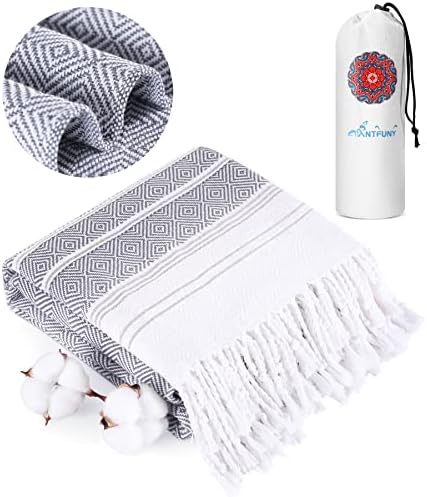 Turkish Beach Towels Vacation Essentials Quick Dry Sand Free Oversized Bath Pool Swim Towel Extra Large XL Big Adult Travel Cruise Accessories Must Haves Clearance Stuff Necessities Gray